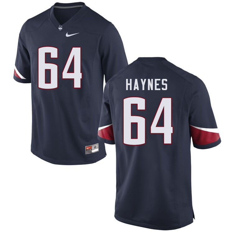 Men #64 Christian Haynes Uconn Huskies College Football Jerseys Sale-Navy - Click Image to Close